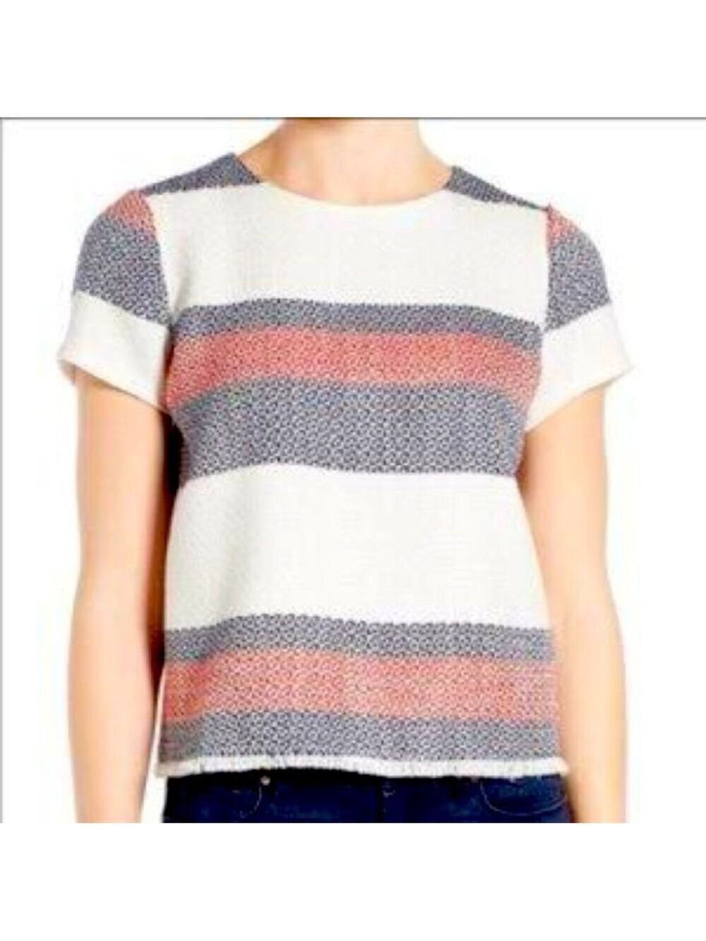 Women’s Halogen Short Sleeve Fringe Top. Size XL
